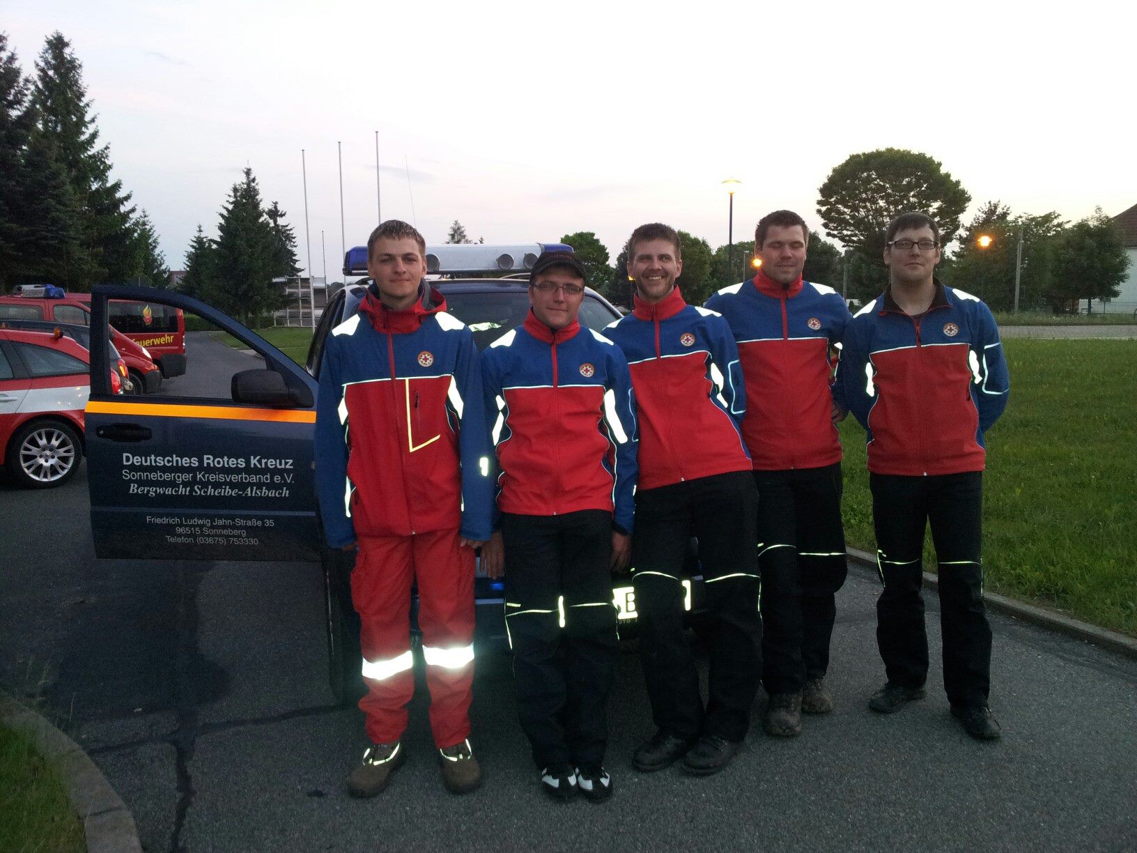 Die Kameraden der Bergwacht vor dem Einsatz im Hochwassergebiet Magdeburg